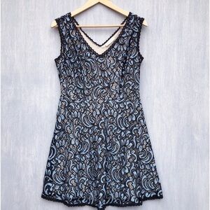 Altar’d State Blue and black lace illusion dress midi Sz Large